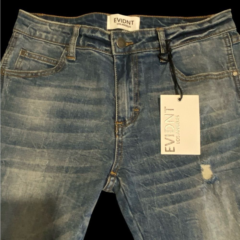Anthropologie Evidnt Tate Skinny distressed mid rise jeans side slit size 27 NWT - Picture 7 of 10